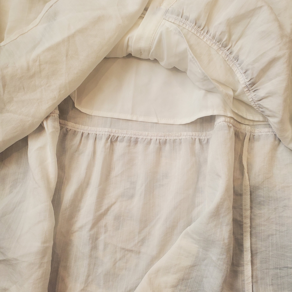 White Tiered Button-Front Maxi Dress with Black Trim - Picture 10 of 12